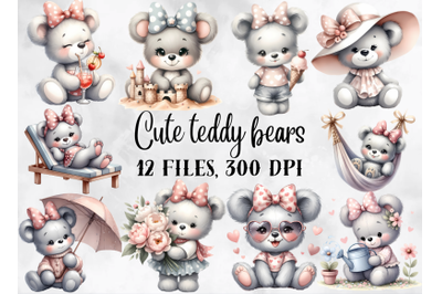 Teddy bears clipart, cute little bears png