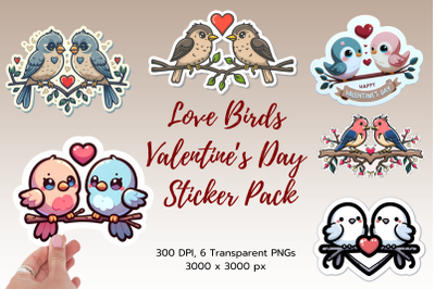 Love Birds Valentine&#039;s Day Sticker Pack