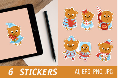 Bears valentines / Printable Stickers Cricut Design