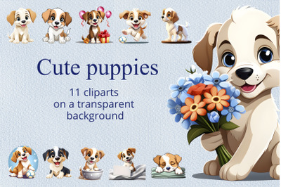 A set with cute dogs. Cliparts