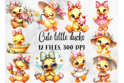 Ducks clipart, cute little ducks png