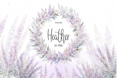 Heather flowers Watercolor Bundle | PNG cliparts