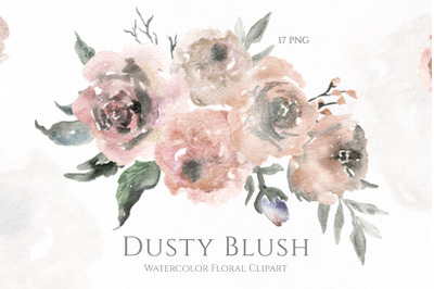 Dusty Blush Watercolor Flowers