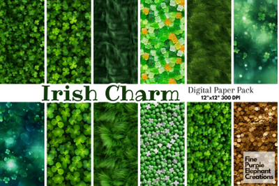 St. Patrick&#039;s Day Textures Digital Paper | Irish Leprechaun Scrapbook