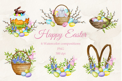 Easter compositions. Watercolor sublimation PNG
