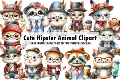 Cute Hipster Animal Clipart