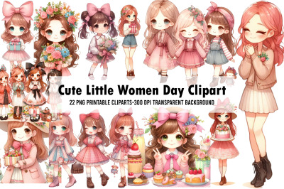 Cute Little Women Day Clipart