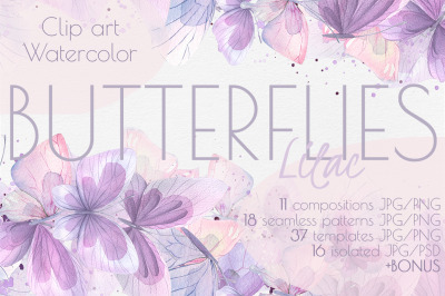 Butterflies watercolor clip art