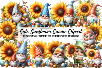 Cute Sunflower Gnome Clipart
