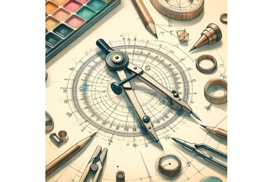 Drafting compass drawing plan