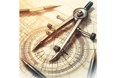 Drafting compass drawing plan