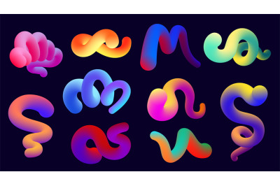 Gradient blend line. Dynamic abstract strokes with different colors an
