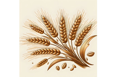 Ears of wheat spikelets with grains