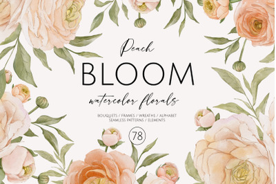 Peach BLOOM watercolor florals