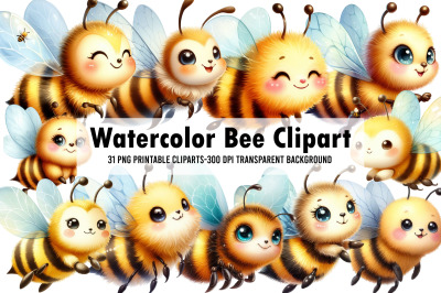 Watercolor Bee Clipart