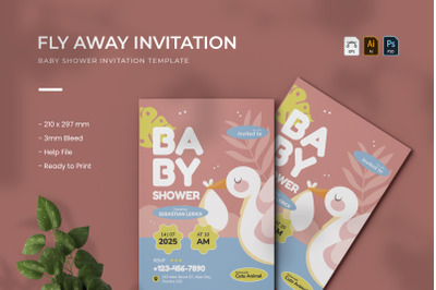 Fly Away - Baby Shower Invitation