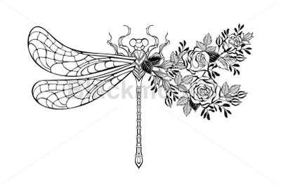 Flower dragonfly with contour rose