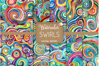 Swirls Set 2 - Funky Watercolor Pattern Papers