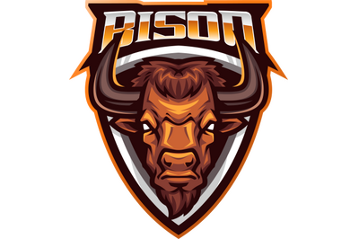 Bison head esport mascot logo design