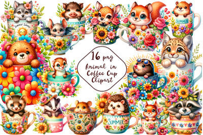 Forest Animals for in Coffee Cup Clipart
