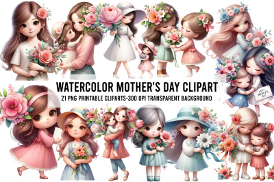 Watercolor Mother&#039;s Day Clipart