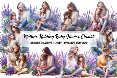 Mother Holding Baby Flower Clipart