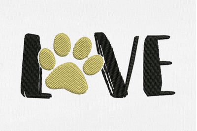 Love Paw Print for Machine Embroidery