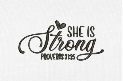 She Is Strong for Machine Embroidery