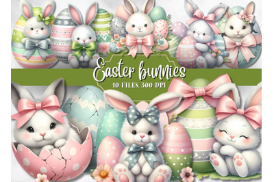 Easter clipart, Easter bunnies clipart