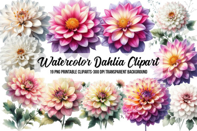 Watercolor Dahlia Clipart