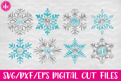 Winter Snowflake Monogram Set #1 - SVG, DXF, EPS Digital Cut Files