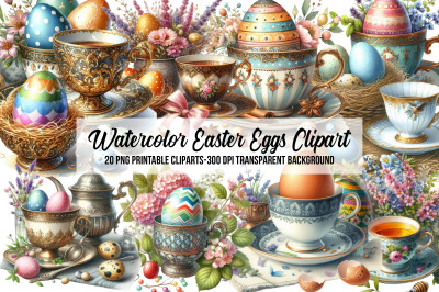 Watercolor Easter Eggs Clipart
