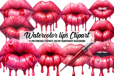 Watercolor lips Clipart