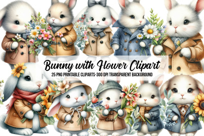Bunny with Flower Clipart