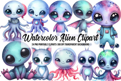Watercolor Alien Clipart
