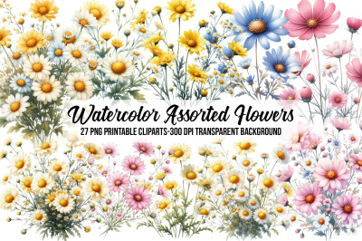 Watercolor Assorted Flowers