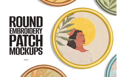 Round Embroidery Patch Mockups