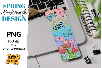 Spring Bookmark printable. Butterfly and flowers bookmark
