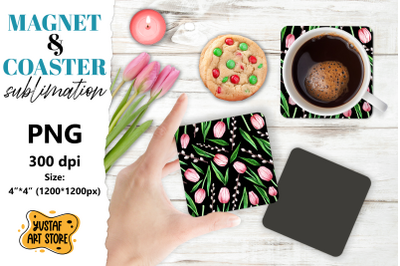 Spring magnet sublimation/Spring coaster sublimation tulips