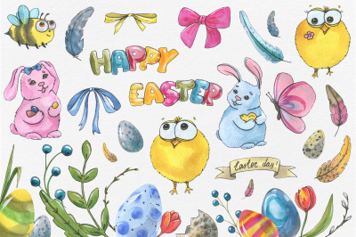 Easter Day watercolor clip art