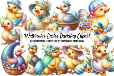 Watercolor Easter Duckling Clipart