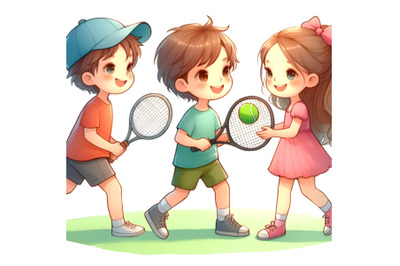 kids playing tennis