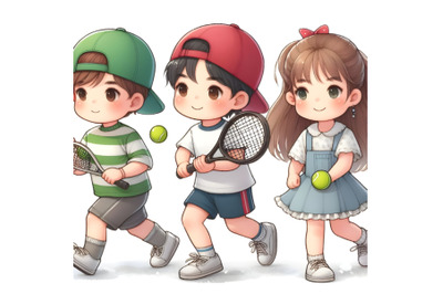 kids playing tennis