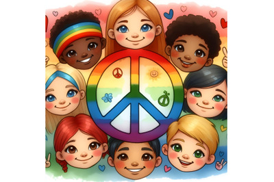 a rainbow peace sign