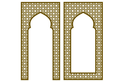 Arch and frame with Arabic geometric pattern
