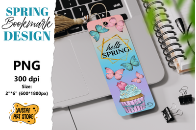 Spring Bookmark printable. Butterfly and cupcake bookmark