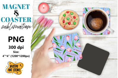 Spring magnet sublimation/Spring coaster sublimation tulips