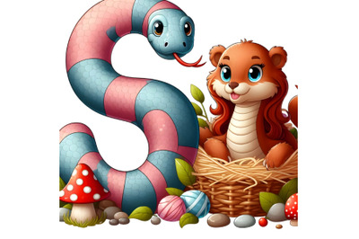 alphabet S with snake