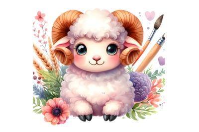 A cute ram sheep farm