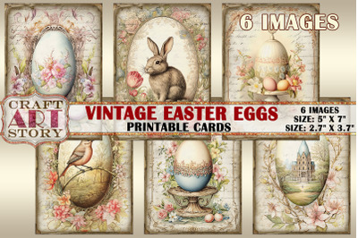 Vintage Easter eggs Collage picture cards Atc ACEO